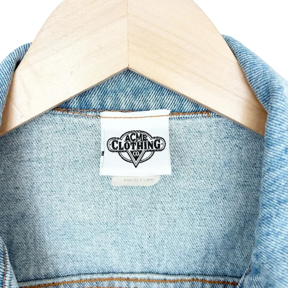 Vintage Acme Clothing Warner Brothers Embroidered Jean Jacket Sz M